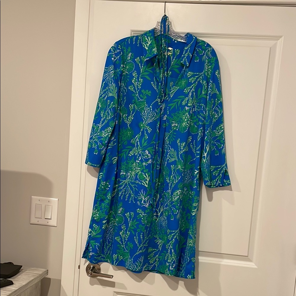 Blue and Green Floral Dress